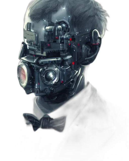 robot, mask, face, cyberpunk, concept art, 3d render, photorealistic, rugged transparent PNG cut-out