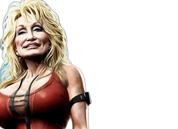 comic book art, photorealistic, concept art, 3d render, film, still, dolly, parton transparent PNG cut-out