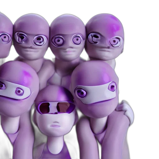 robot, 3d render, vaporwave, concept art, cyberpunk, purple, clay, homunculi transparent PNG cut-out