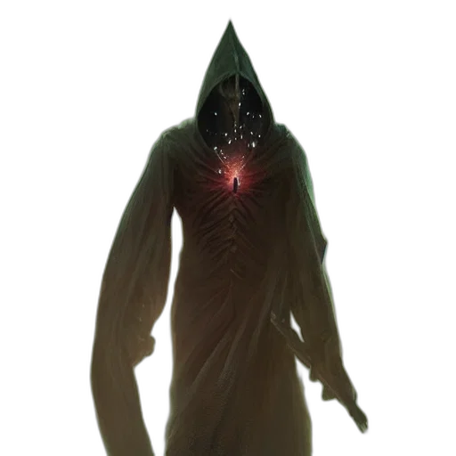 creature, mask, staff, jacket, concept art, fantasy art, 3d render, pixel art transparent PNG cut-out