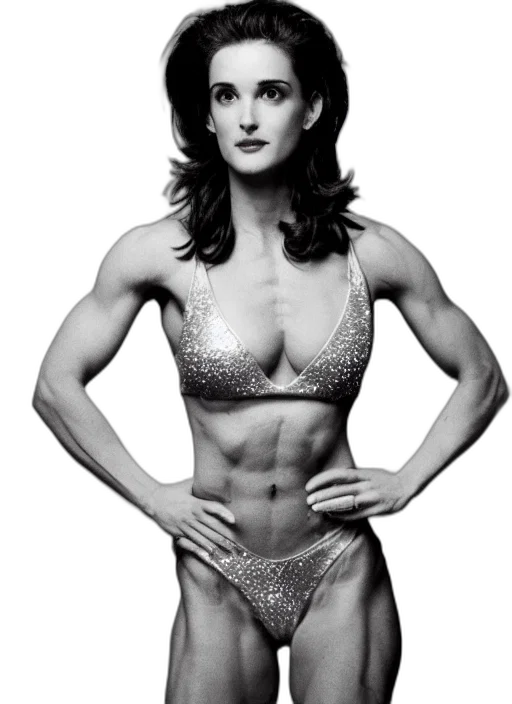 photorealistic, photoshoot, young, winona, ryder, miss, olympia, bodybuilder transparent PNG cut-out