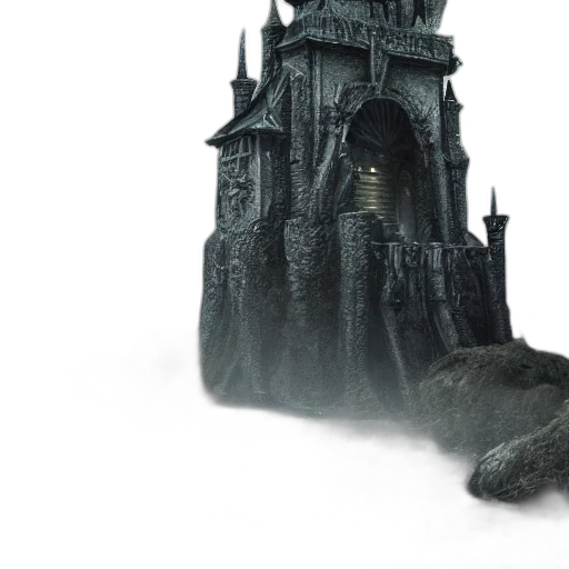 building, dragon, concept art, 3d render, fantasy art, photorealistic, fog, full transparent PNG cut-out