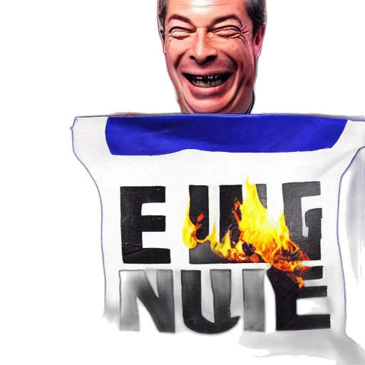 face, jacket, creature, nigel, farage, laughing, holding, burning transparent PNG cut-out