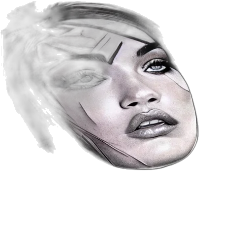 face, mask, hair, photorealistic transparent PNG cut-out