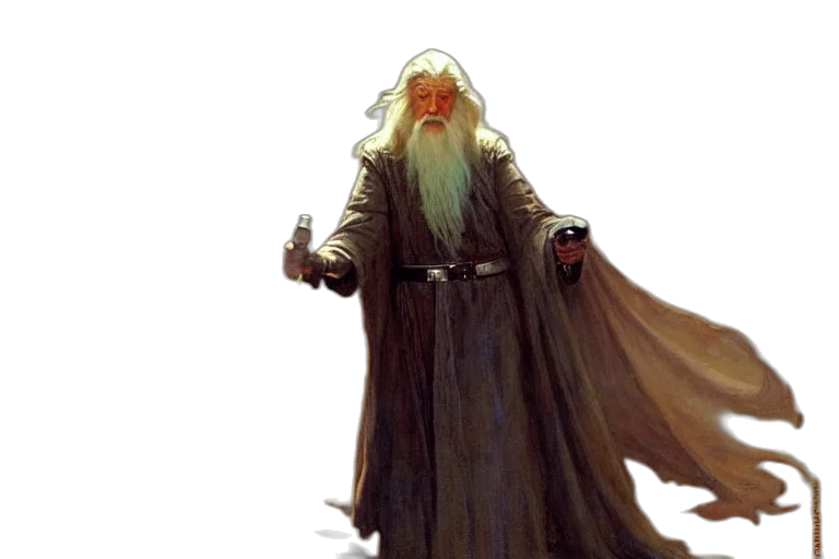concept art, fantasy art, comic book art, gandalf transparent PNG cut-out