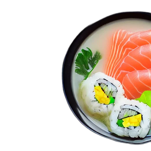 food, photorealistic, sushi, soup transparent PNG cut-out