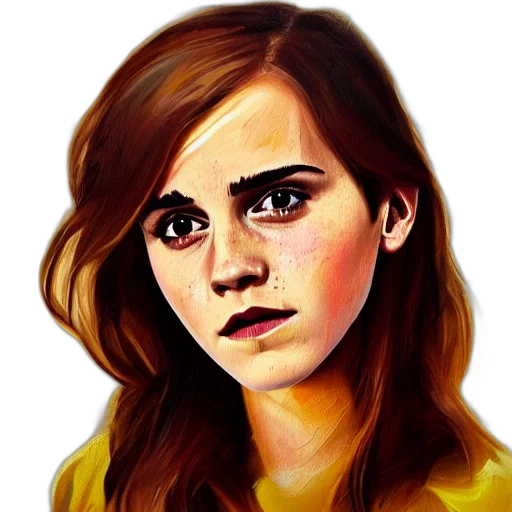 face, photorealistic, oil painting, watercolor, cartoon, emma, watson, munter transparent PNG cut-out