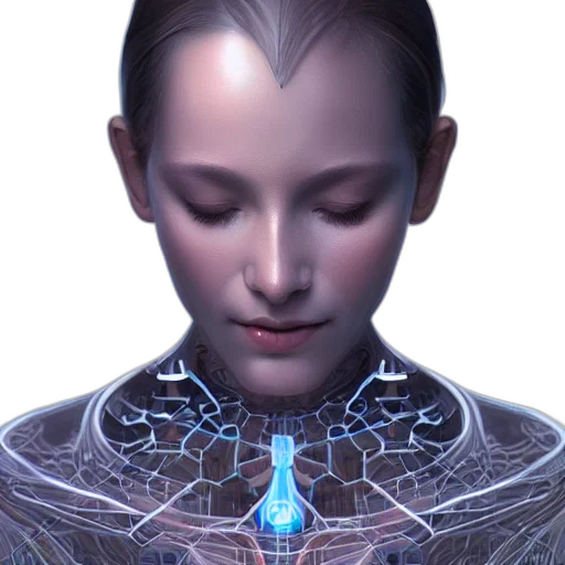 robot, face, jewelry, crown, cyberpunk, concept art, 3d render, photorealistic transparent PNG cut-out