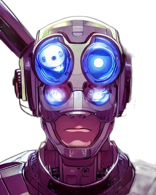 robot, face, mask, comic book art, concept art, cyberpunk, pixel art, pastel transparent PNG cut-out