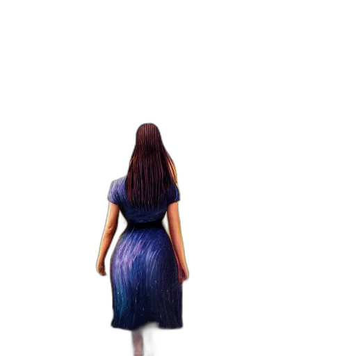 dress, hair, robot, staff, 3d render, concept art, photorealistic, pixel art transparent PNG cut-out