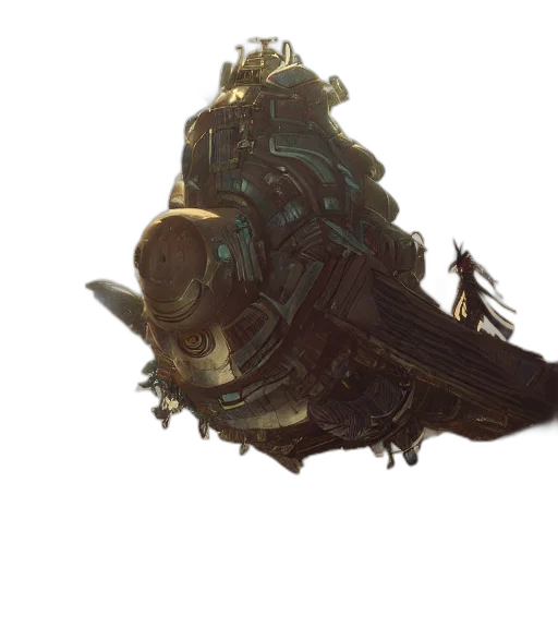 weapon, robot, sword, dragon, concept art, fantasy art, 3d render, photorealistic transparent PNG cut-out