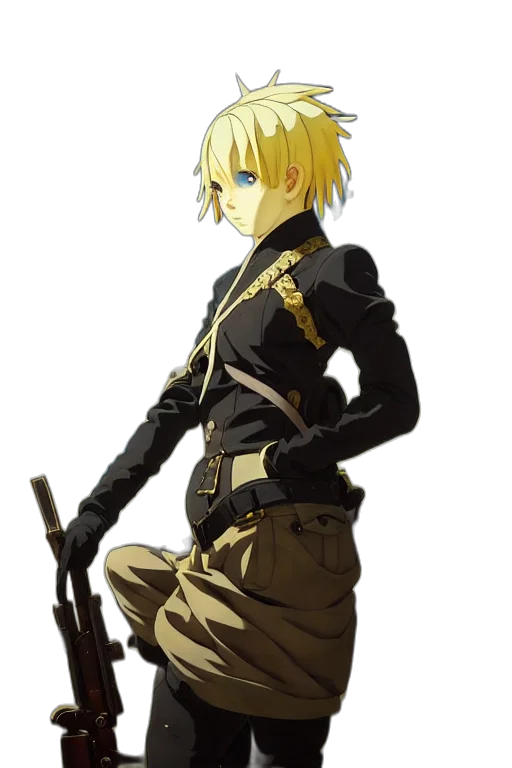 staff, sword, weapon, jacket, concept art, anime, pixel art, fantasy art transparent PNG cut-out