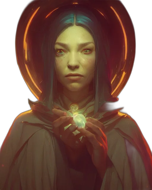 face, crown, staff, jewelry, fantasy art, concept art, comic book art, cyberpunk transparent PNG cut-out