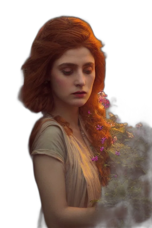 crown, dress, face, flower transparent PNG cut-out