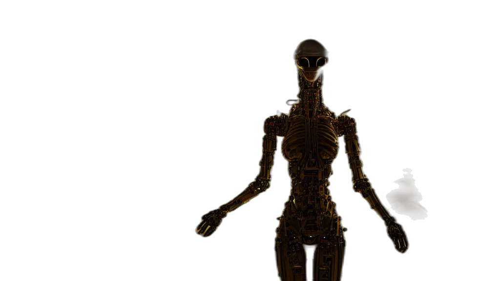 robot, dress, creature, staff, 3d render, concept art, pixel art, cyberpunk transparent PNG cut-out