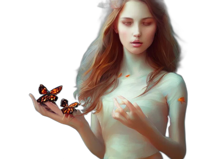 jewelry, dress, fantasy art, photorealistic, concept art, oil painting, forest, outer space transparent PNG cut-out