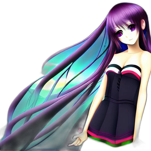 dress, hair, 3d render, anime, pixel art, vaporwave, colorful, neon transparent PNG cut-out