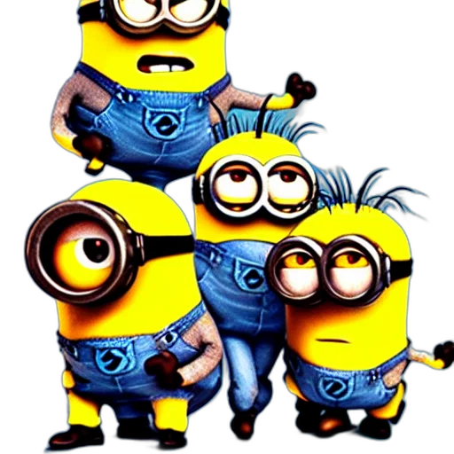 concept art, cartoon, 3d render, minions, burning, hell transparent PNG cut-out