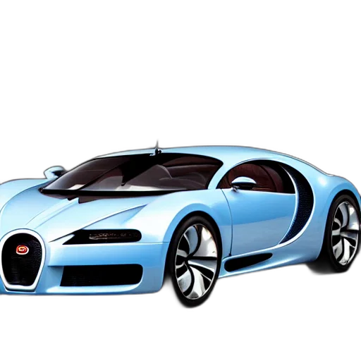 car, 3d render, concept art, photorealistic, cartoon, blue, bugatti, type transparent PNG cut-out