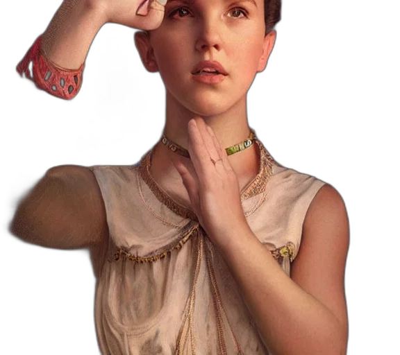 jewelry, dress, face, staff, photorealistic, oil painting, fantasy art, concept art transparent PNG cut-out