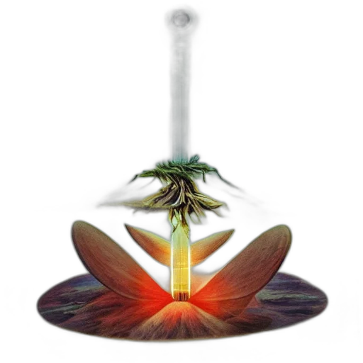 flower, crown, staff, cycle, light, death, surreal transparent PNG cut-out