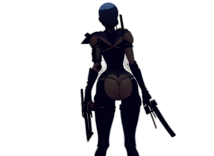 weapon, robot, staff, mask, concept art, 3d render, cyberpunk, pixel art transparent PNG cut-out