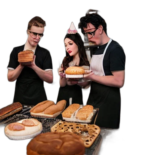 food, three, friends, working, magical, bakery, one, young transparent PNG cut-out