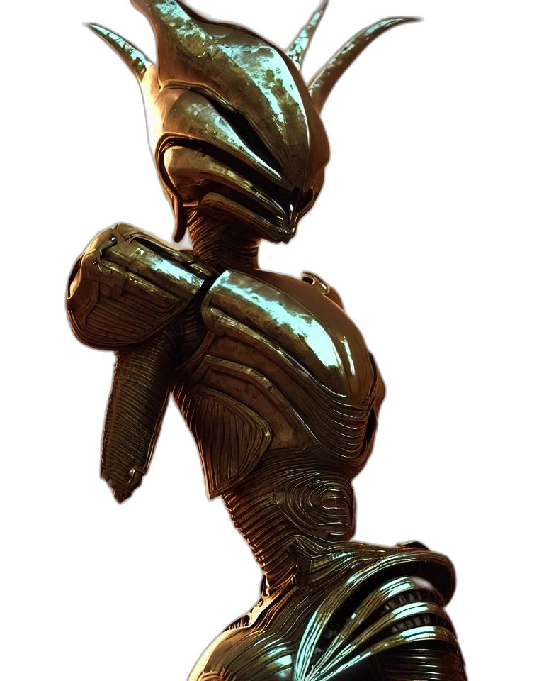 robot, staff, crown, jewelry, 3d render, concept art, outer space, epic transparent PNG cut-out