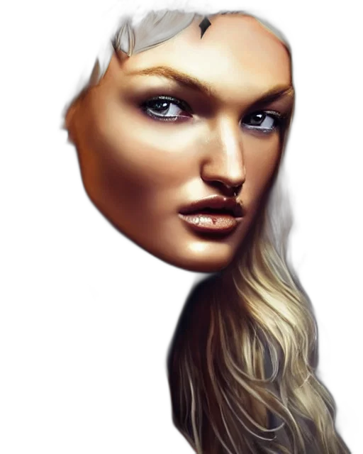 face, mask, hair, crown, photorealistic, fantasy art, 3d render, concept art transparent PNG cut-out