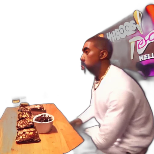 concept art, blurry, gopro, footage, kanye, west, eating, taco transparent PNG cut-out