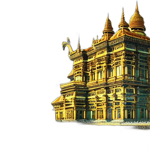 building, crown, concept art, 3d render, pixel art, photorealistic, golden, palace transparent PNG cut-out