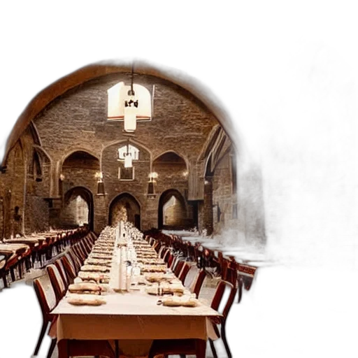 photorealistic, dining, hall, hogwarts transparent PNG cut-out