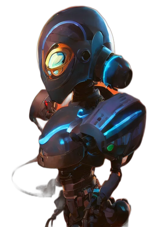 robot, weapon, mask, concept art transparent PNG cut-out