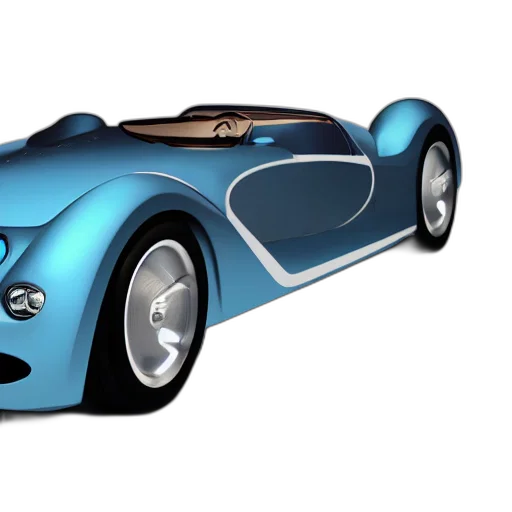 car, 3d render, concept art, photorealistic, cartoon, blue, bugatti, type transparent PNG cut-out