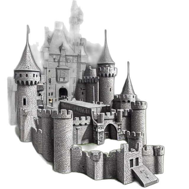 crown, building, 3d render, concept art, fantasy art, photorealistic, fog, castle transparent PNG cut-out