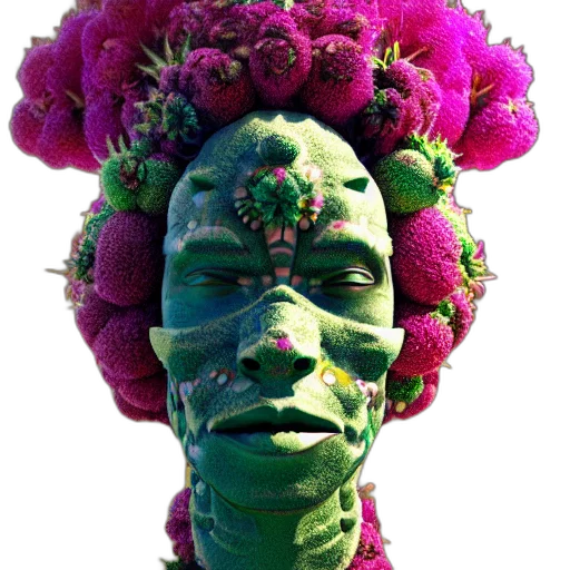 face, mask, crown, flower, photorealistic, 3d render, concept art, fantasy art transparent PNG cut-out