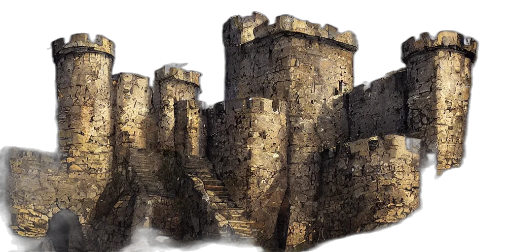 crown, building, 3d render, photorealistic, concept art, fantasy art, medieval, fortress transparent PNG cut-out
