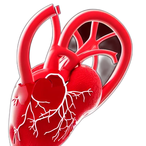 close, anatomical, model, human, heart, made, transparent, red transparent PNG cut-out