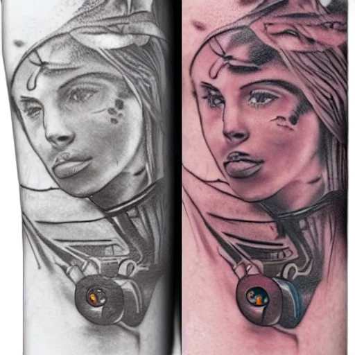 jewelry, cyberpunk, photorealistic, concept art, comic book art, person, circuits, tattoos transparent PNG cut-out