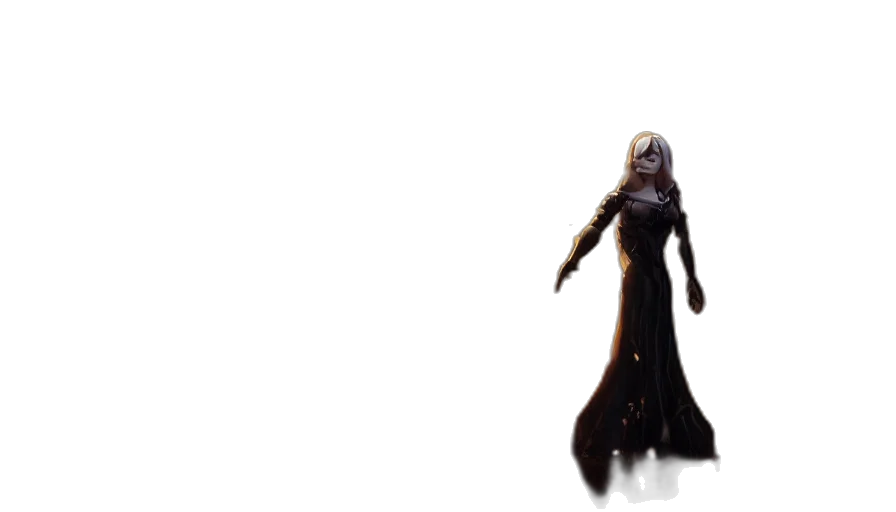 creature, dress, hair, staff, concept art, 3d render, fantasy art, pixel art transparent PNG cut-out