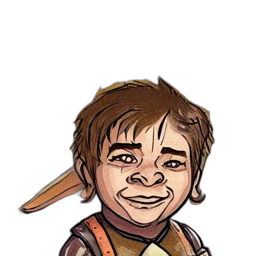 staff, face, concept art, fantasy art, cartoon, comic book art, halfling, dnd transparent PNG cut-out