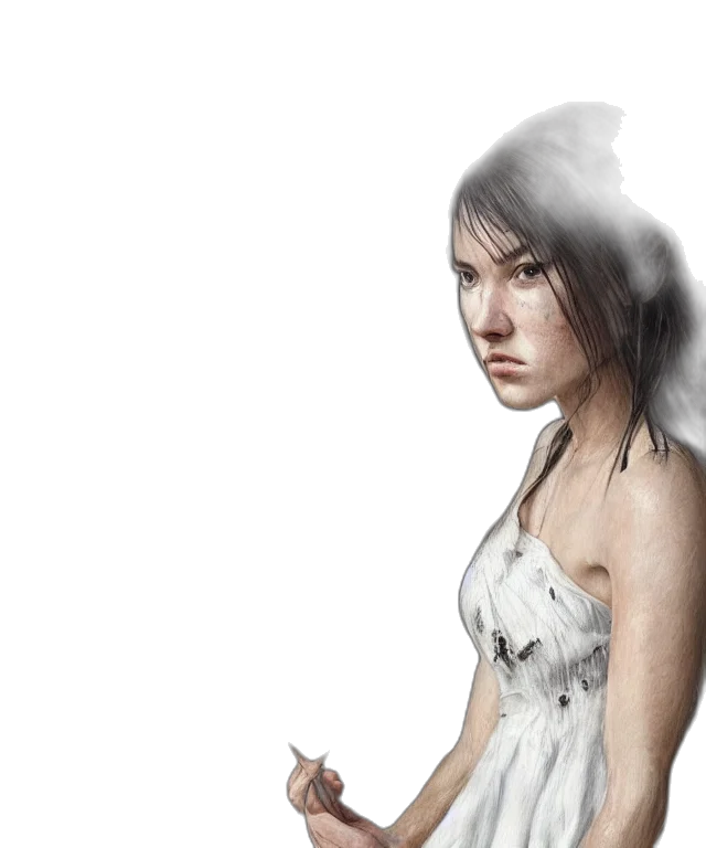 dress, face, concept art, photorealistic transparent PNG cut-out