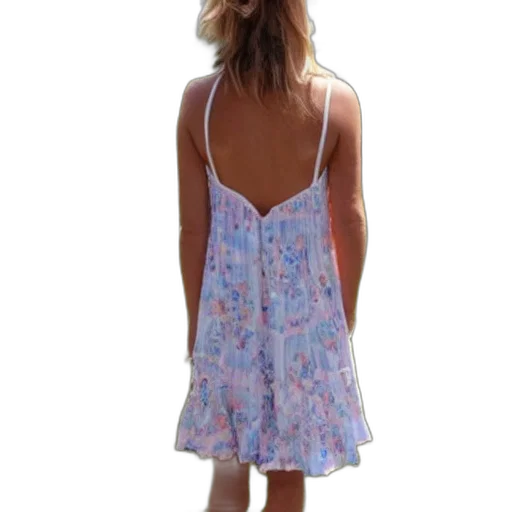 dress, pastel, blue, cute, barefoot, woman, sun transparent PNG cut-out