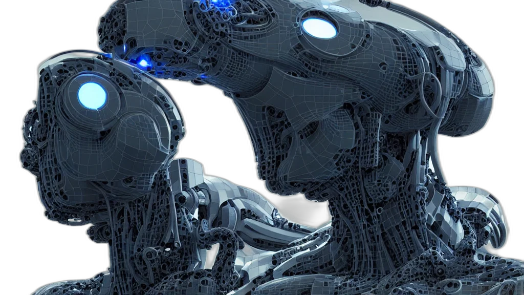 robot, concept art, 3d render, cyberpunk, outer space, robotic, cybernetic, symbiosis transparent PNG cut-out