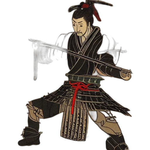 staff, concept art, pixel art, fantasy art, photorealistic, rain, samurai, holding transparent PNG cut-out