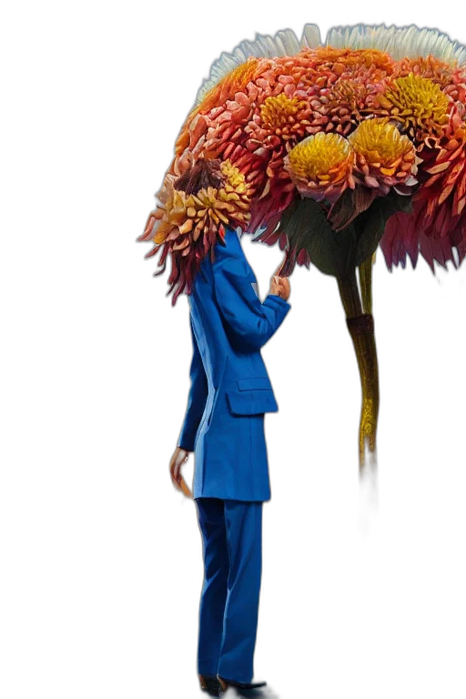 staff, jacket, flower, umbrella, concept art, 3d render, photorealistic, closeup transparent PNG cut-out
