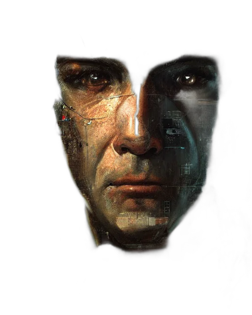 face, robot, mask, photorealistic transparent PNG cut-out