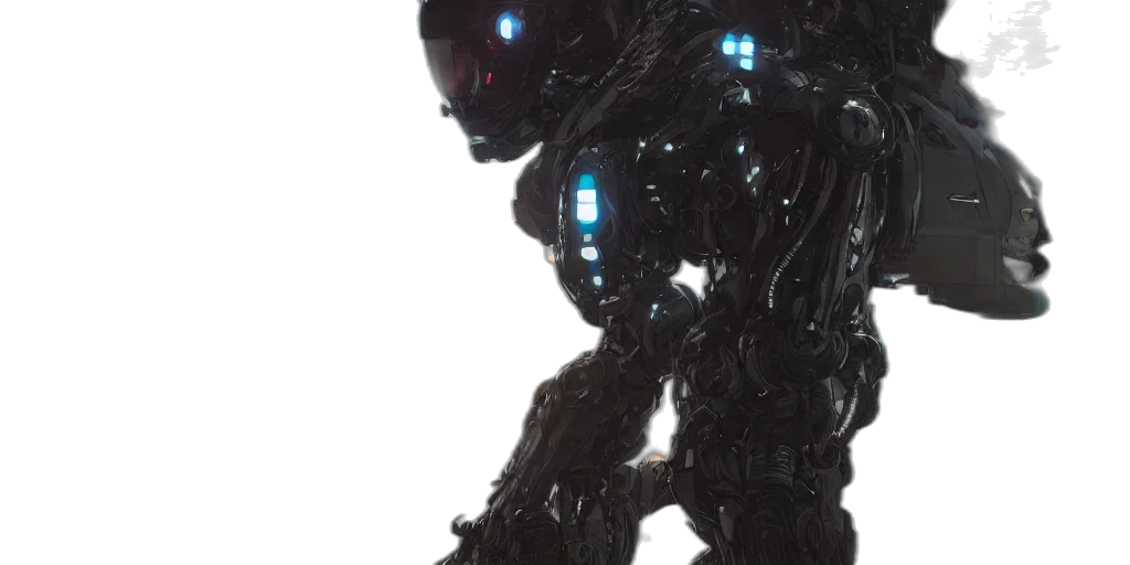 robot, concept art, 3d render, cyberpunk, outer space, sci, suit, panels transparent PNG cut-out