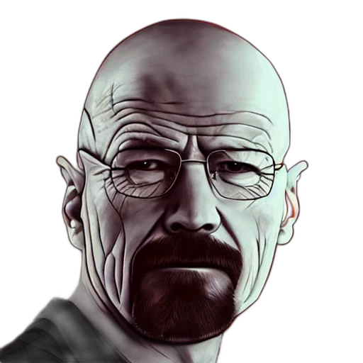 face, mask, staff, comic book art, photorealistic, cartoon, concept art, walter transparent PNG cut-out
