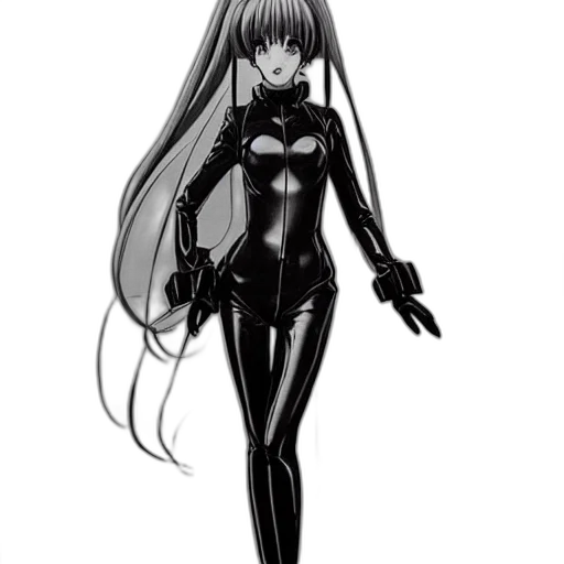 robot, dress, weapon, anime, concept art, cartoon, comic book art, monochrome transparent PNG cut-out